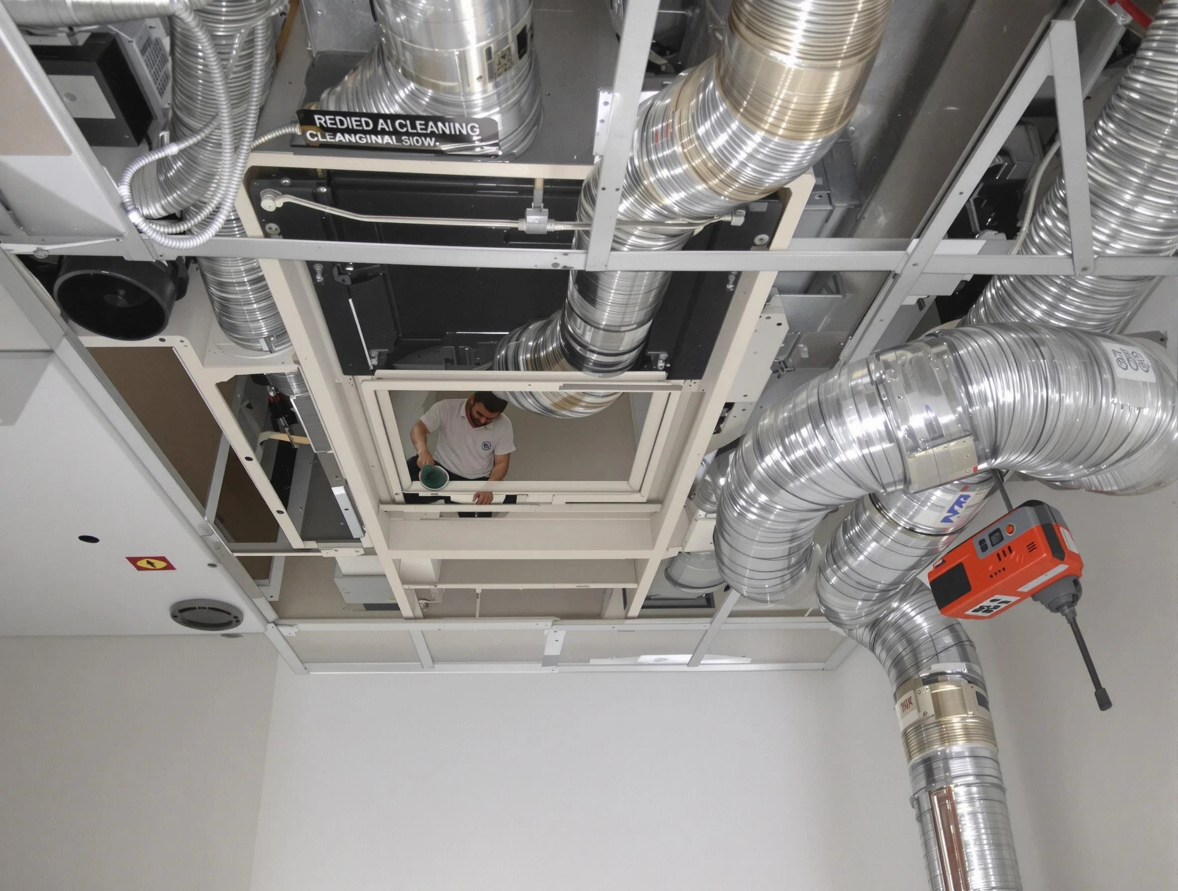 Magna Air Duct Cleaning technician performing detailed central duct system cleaning in Magna