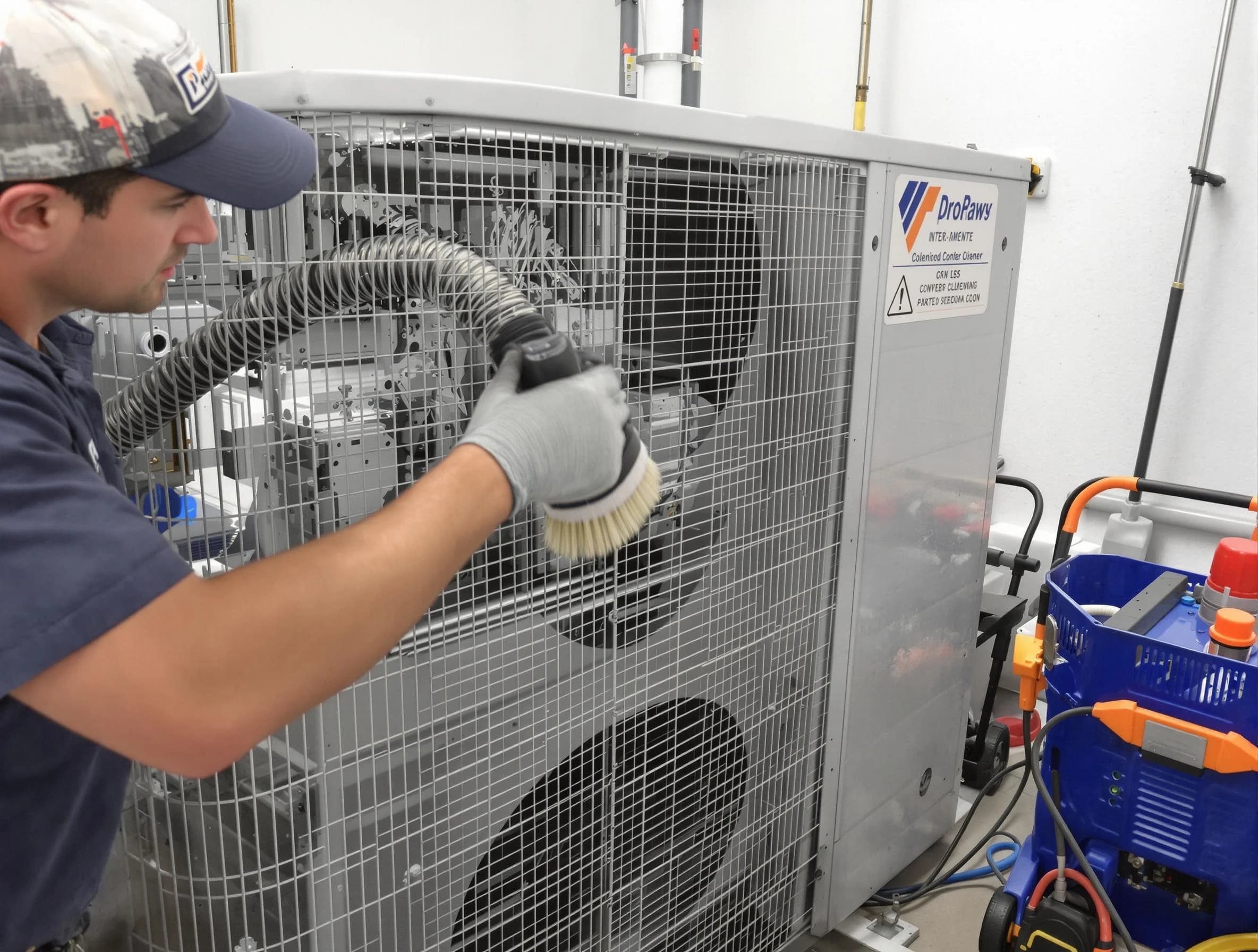 Magna Air Duct Cleaning specialist performing precision AC coil cleaning for improved system performance in Magna