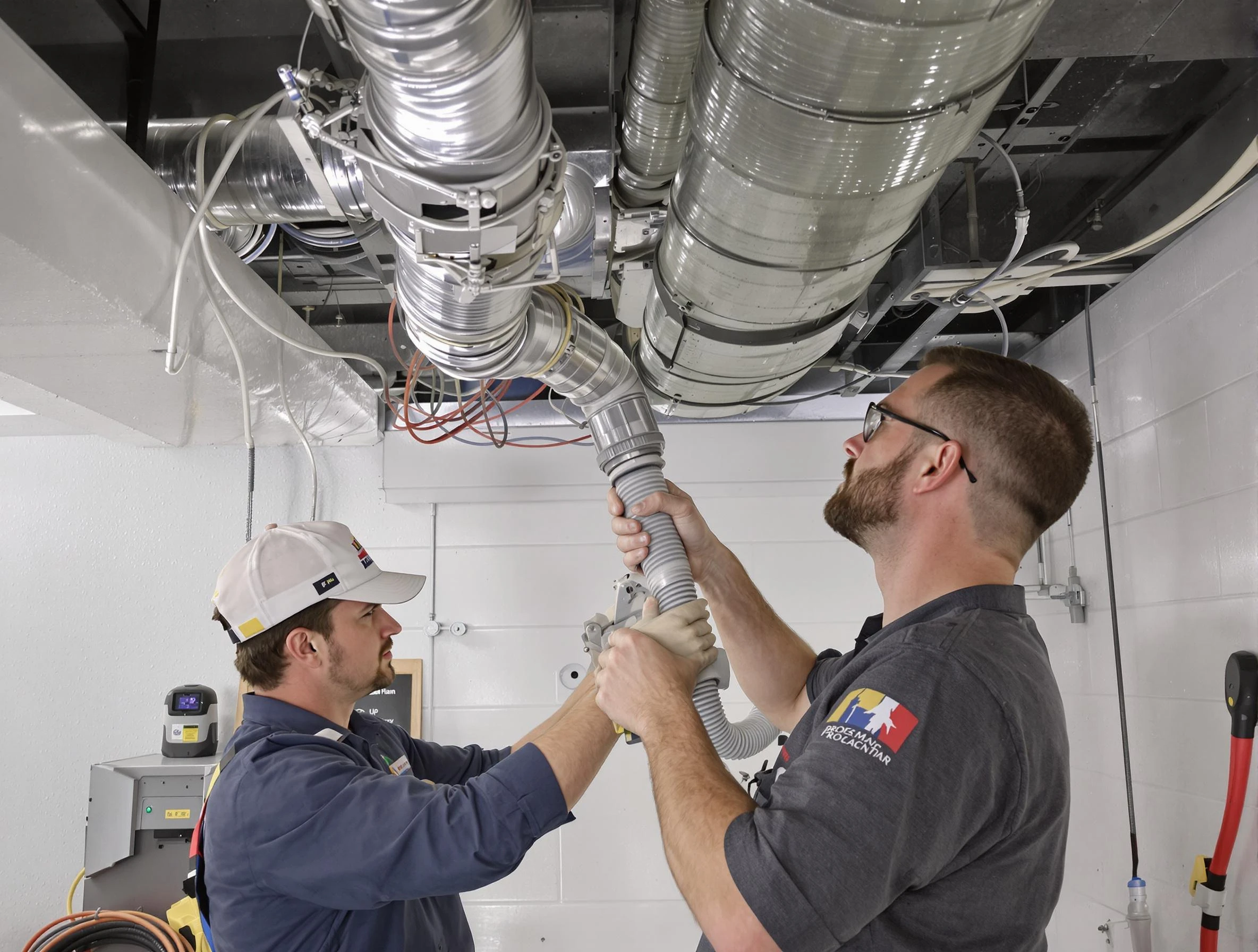 Magna Air Duct Cleaning technician performing thorough AC duct cleaning in Magna