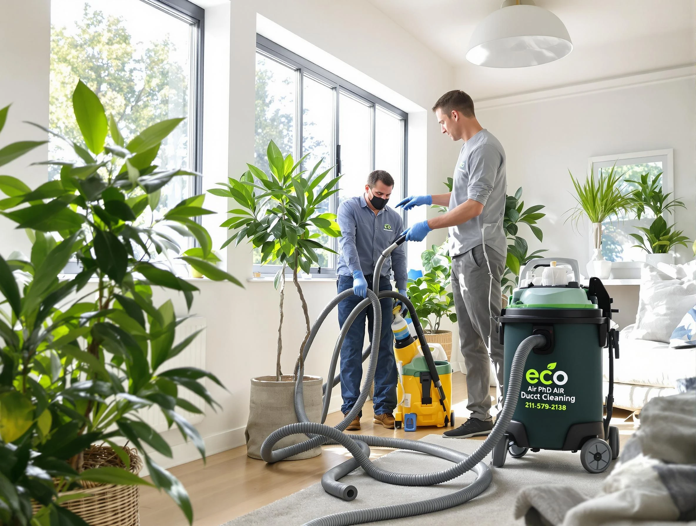 Magna Air Duct Cleaning technician performing eco-friendly duct cleaning using sustainable methods in Magna
