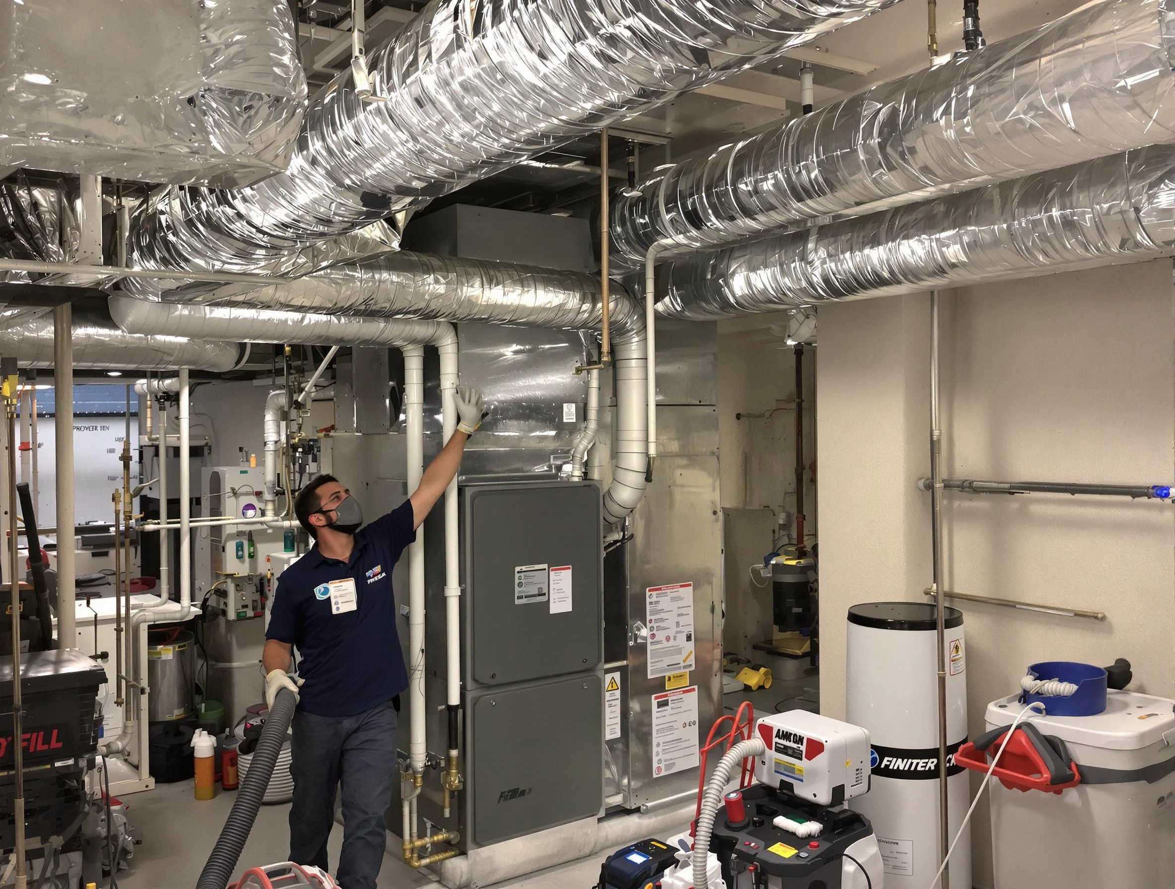 Magna Air Duct Cleaning specialist performing thorough furnace duct cleaning in a Magna residence