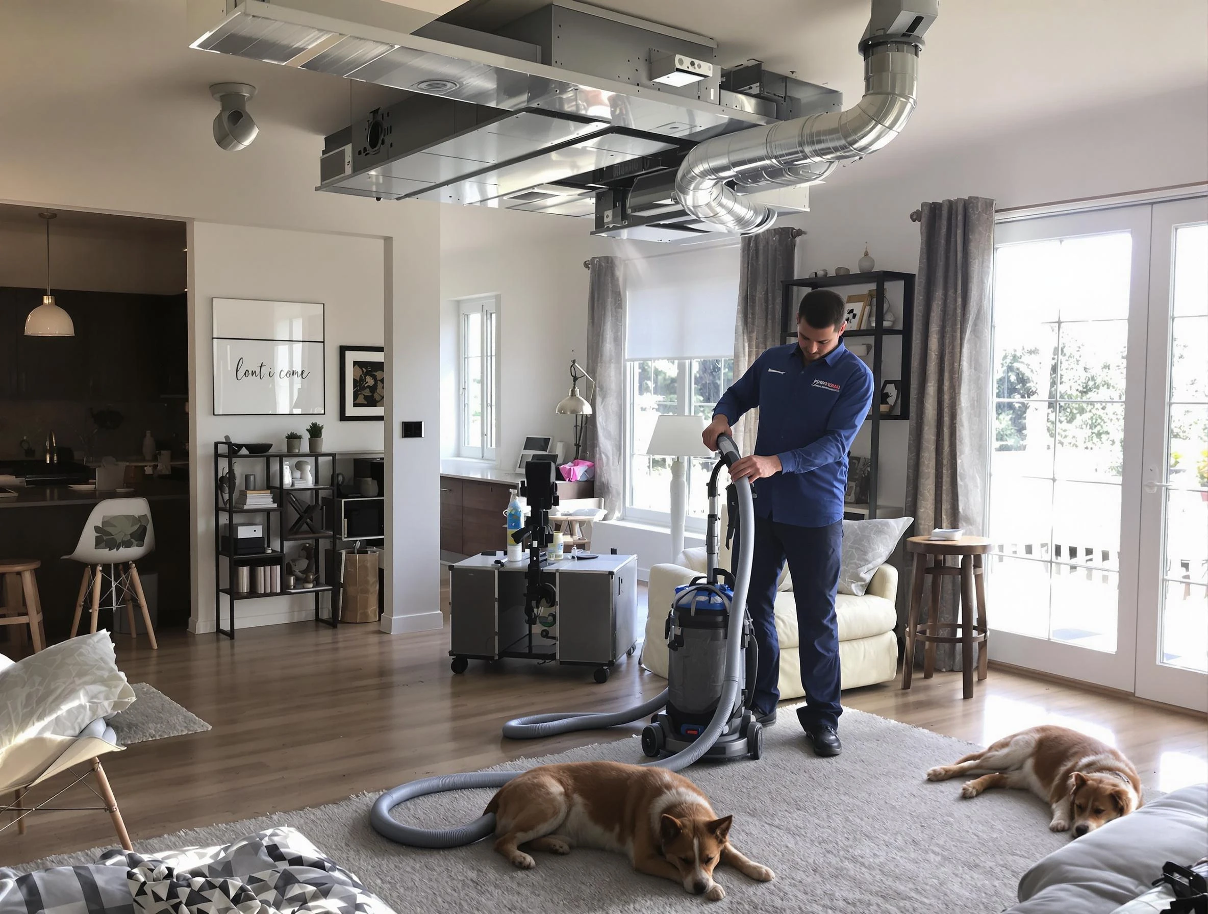 Magna Air Duct Cleaning technician performing detailed indoor duct cleaning for improved air quality in Magna