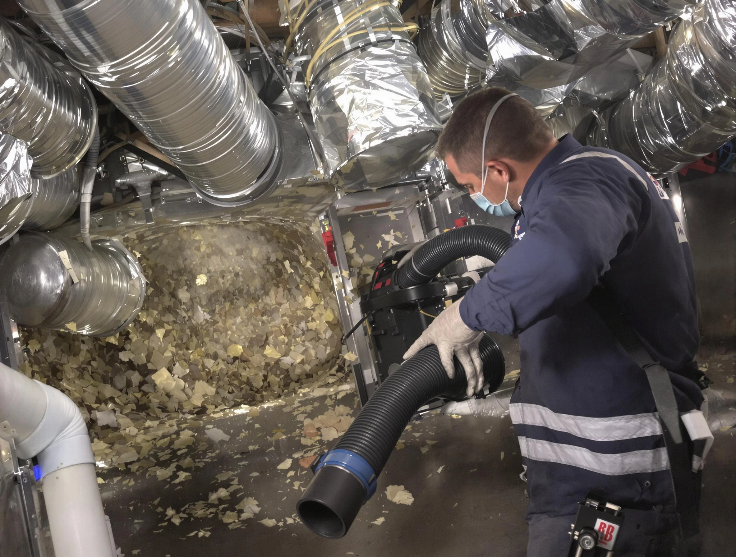Magna Air Duct Cleaning specialist operating negative pressure cleaning equipment for thorough duct maintenance in Magna
