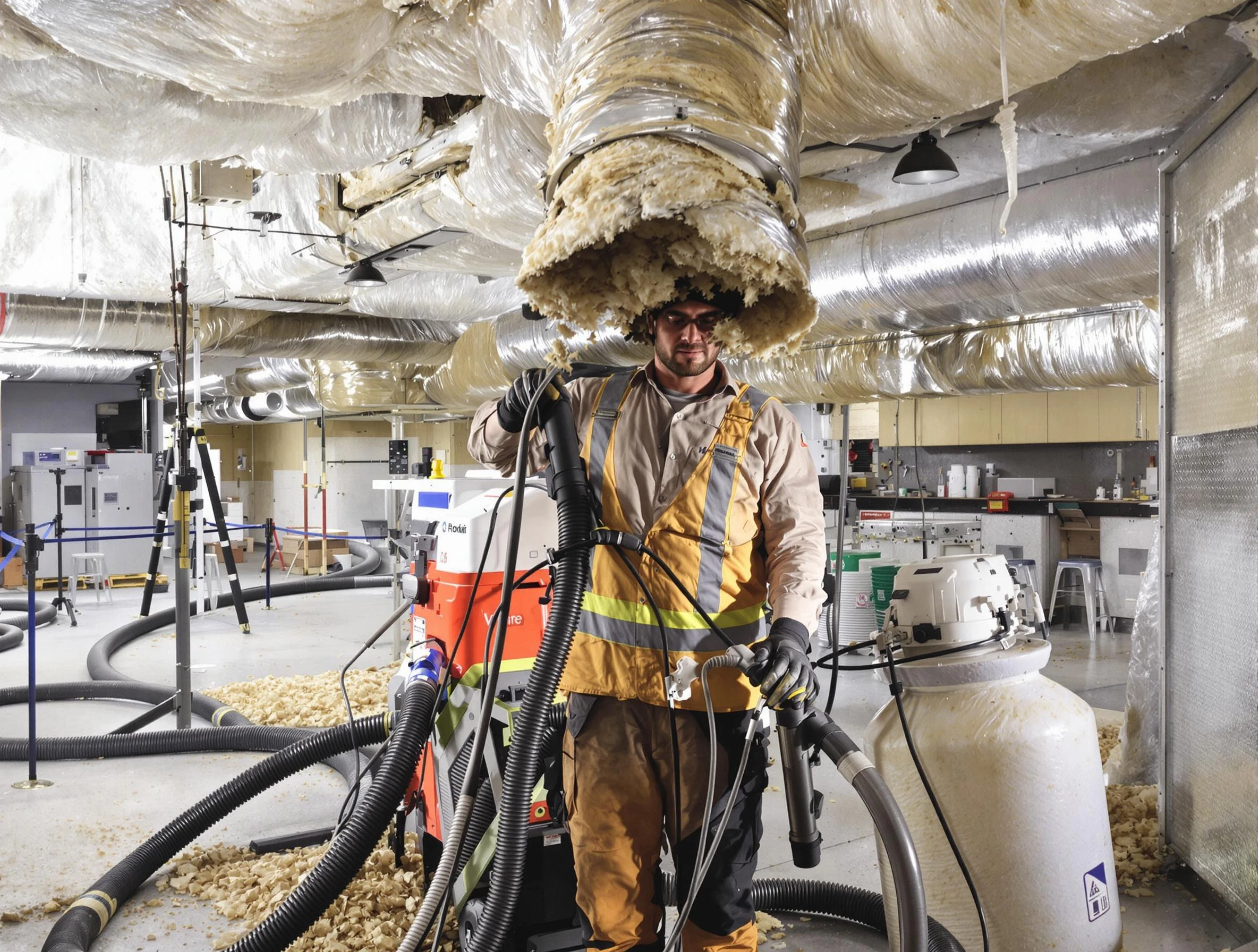 Professional vacuum insulation removal by Magna Air Duct Cleaning expert in Magna
